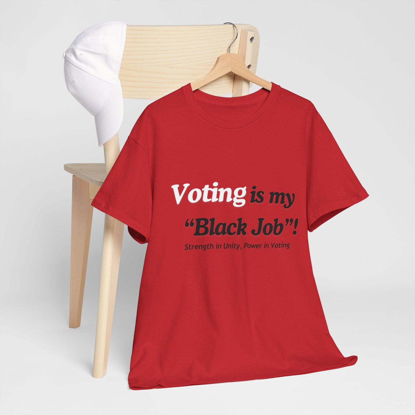 "Voting is My Black Job" Tee (White on Red)