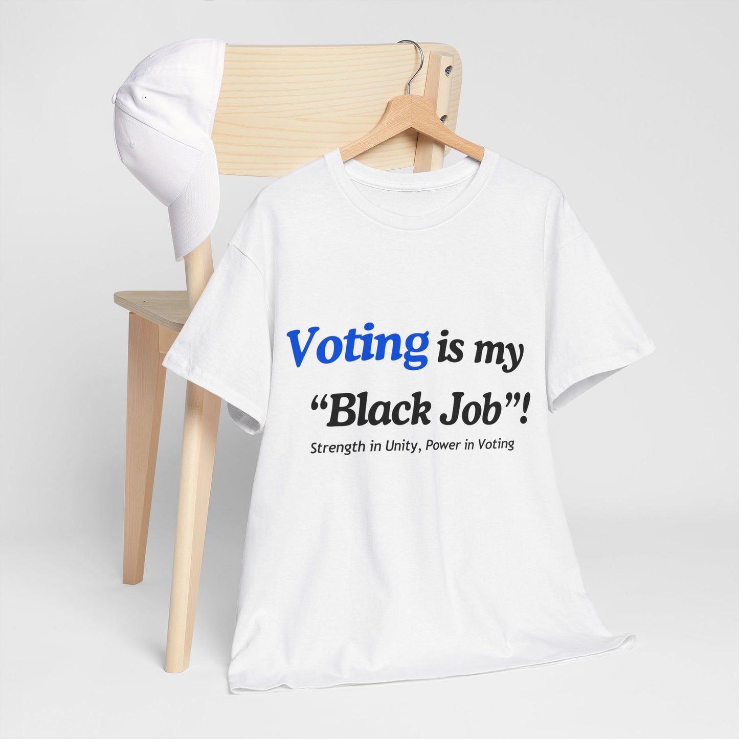 "Voting is My Black Job" Tee (Blue on White)