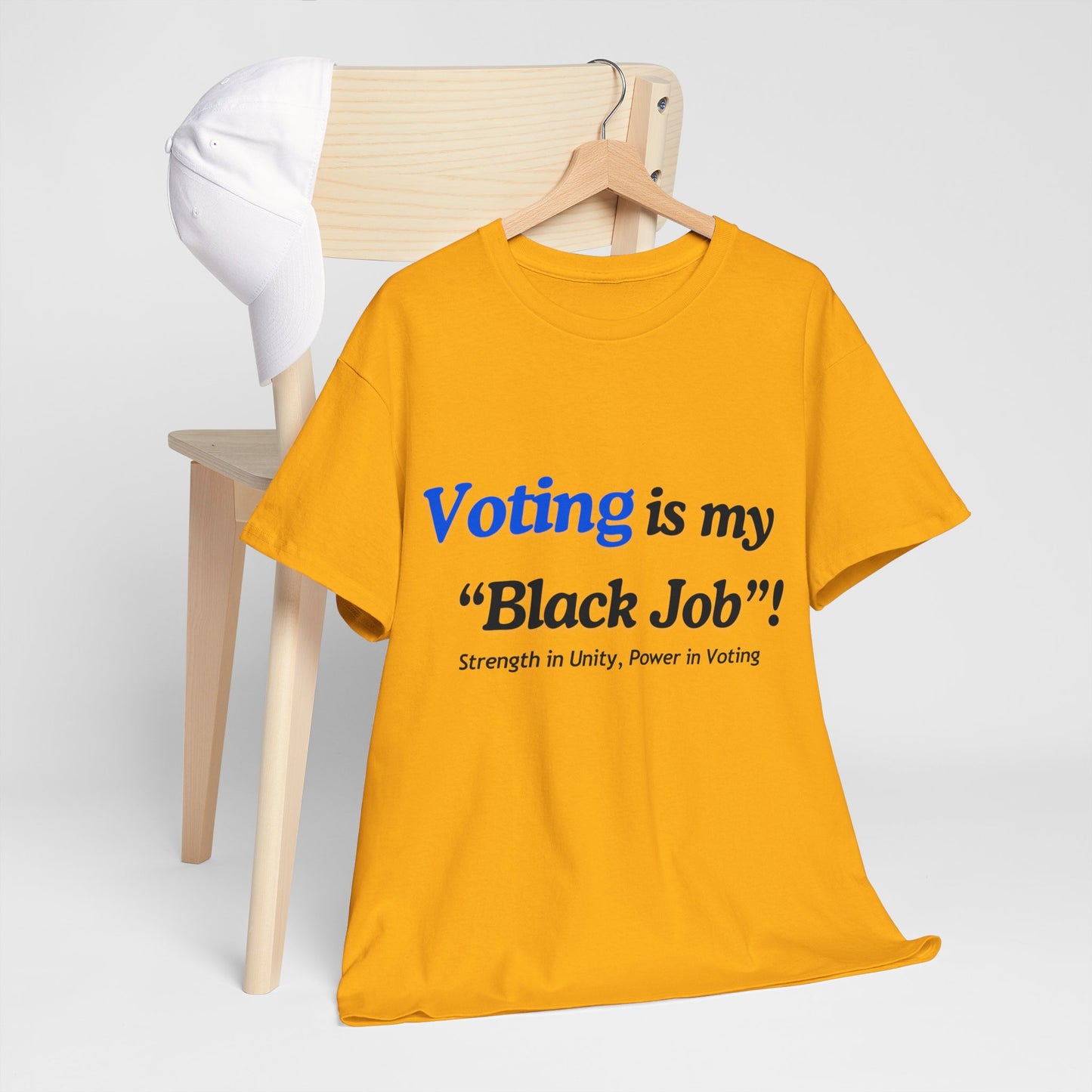 "Voting is My Black Job" Tee (Blue on Gold)