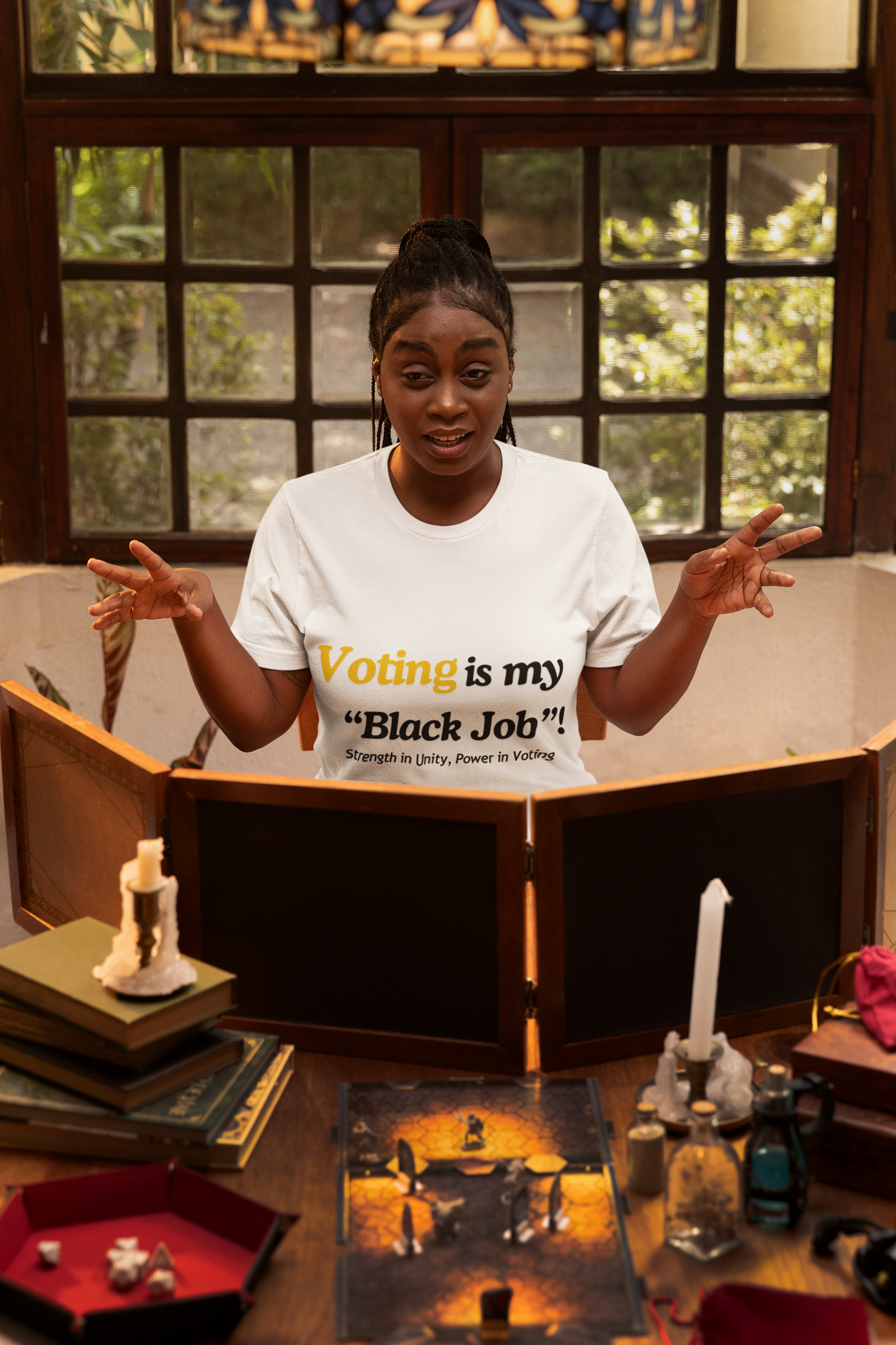 "Voting is My Black Job" Tee (Gold on White)