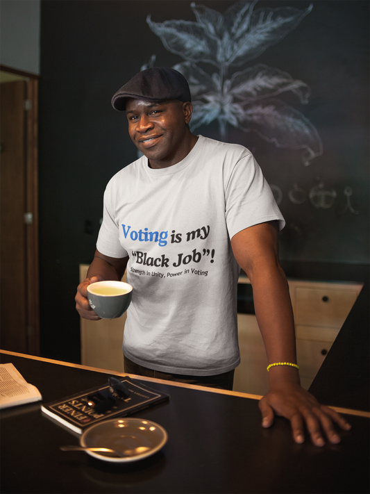 "Voting is My Black Job" Tee (Blue on White)