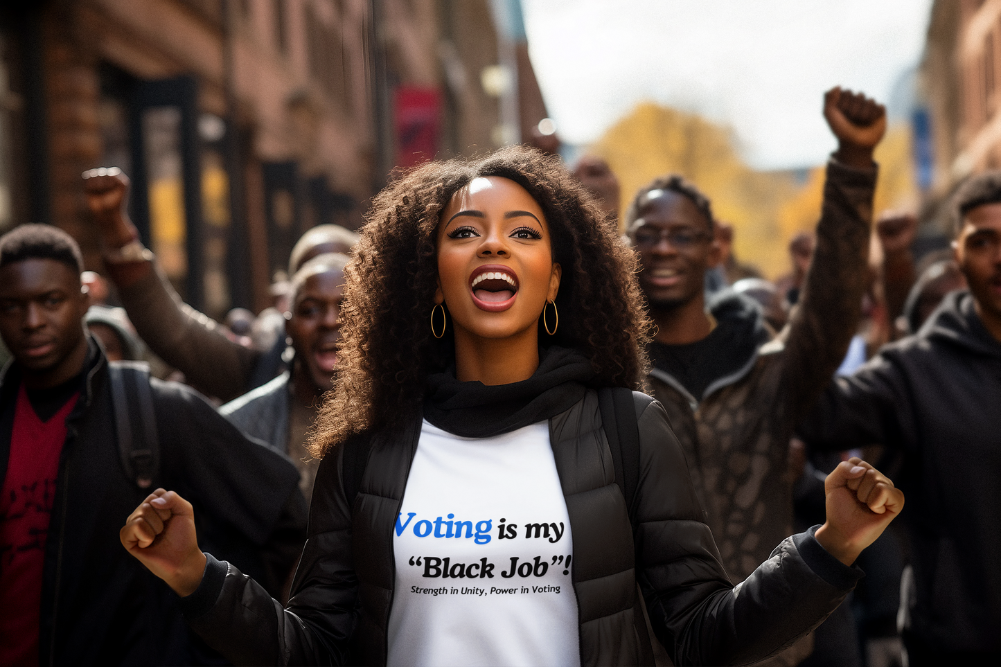 "Voting is My Black Job" Tee (Blue on White)