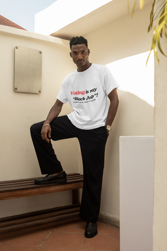 "Voting is My Black Job" Tee (Red on White)