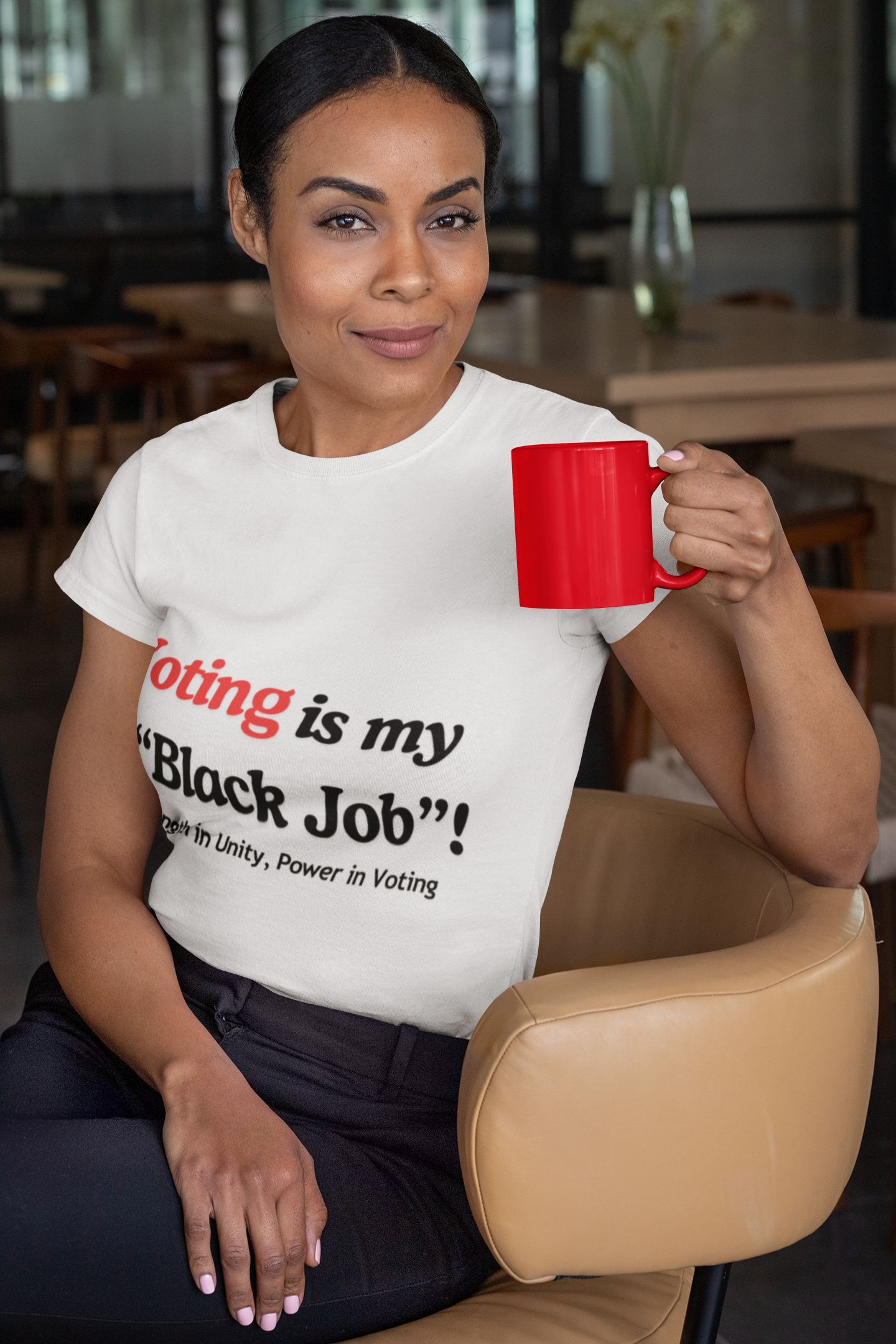 "Voting is My Black Job" Tee (Red on White)