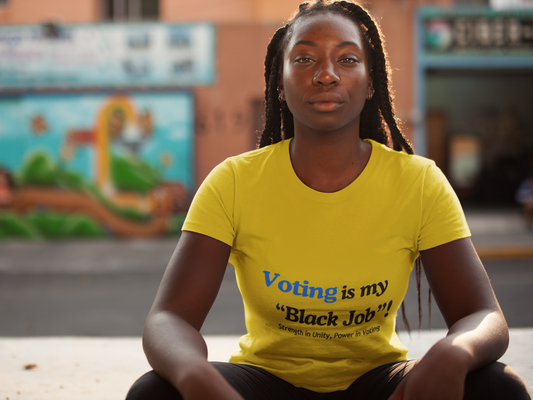 "Voting is My Black Job" Tee (Blue on Gold)